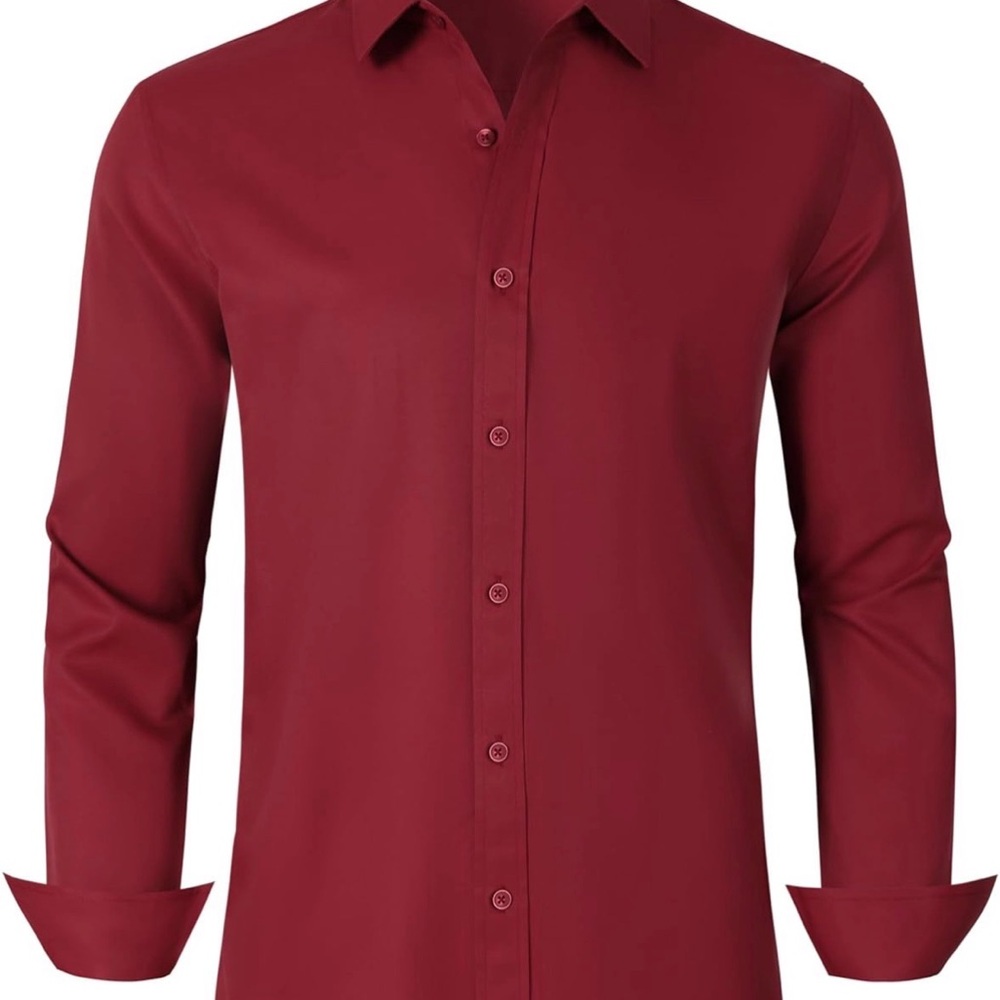 Men's Dress Shirts Regular Fit Solid Long Sleeve Formal Shirt